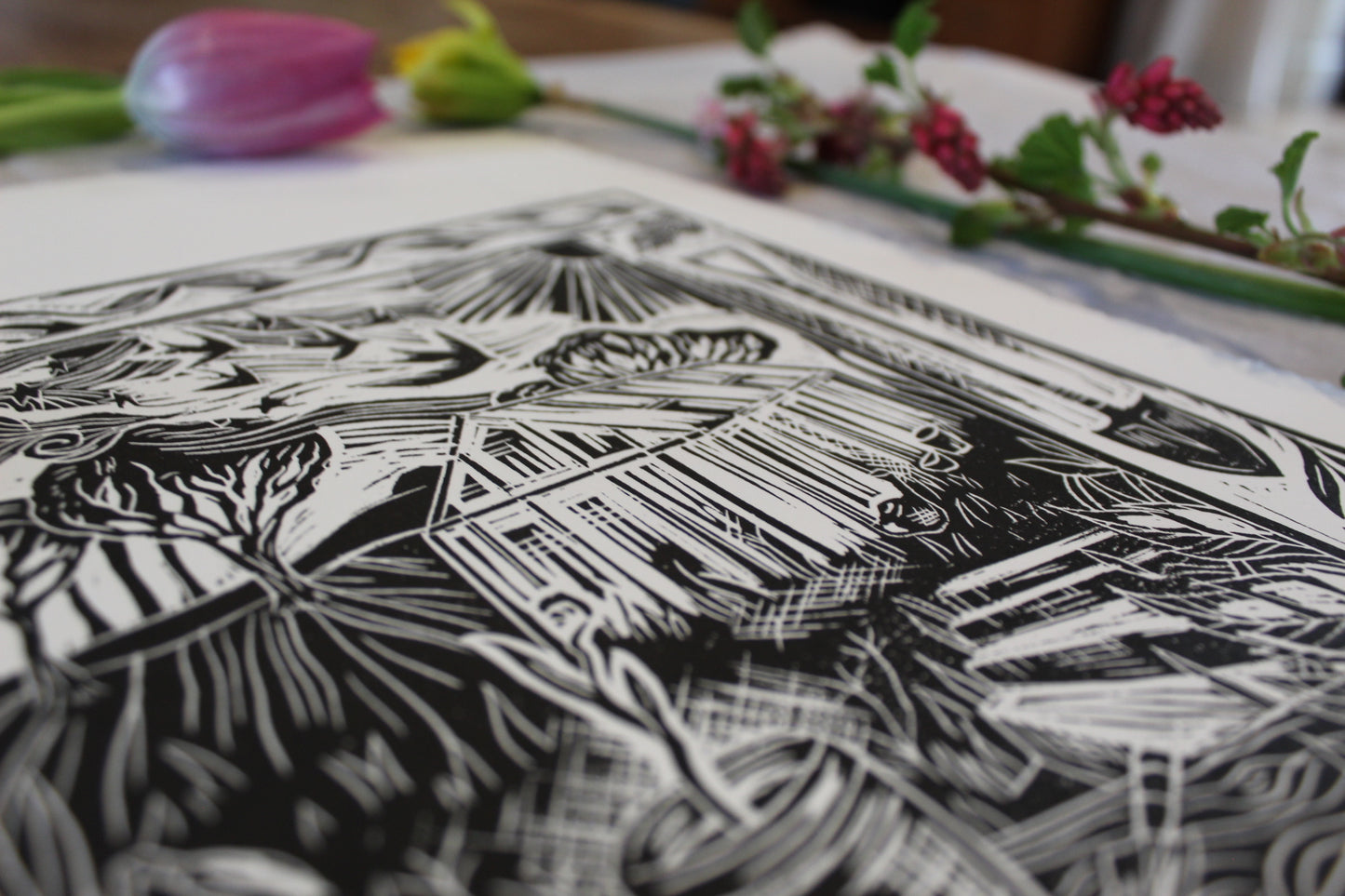 'Aries' season print 2023, limited edition lino print, 21 x 21cm