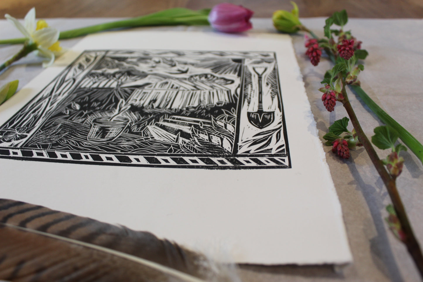 'Aries' season print 2023, limited edition lino print, 21 x 21cm