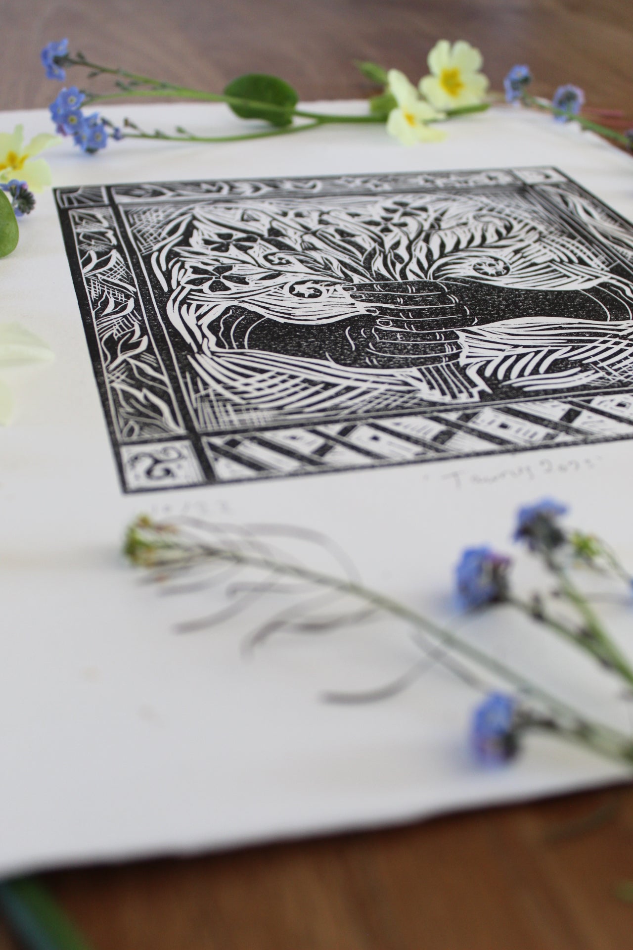 'Taurus 2023' limited edition Zodiac lino Print, 20cm x20cm