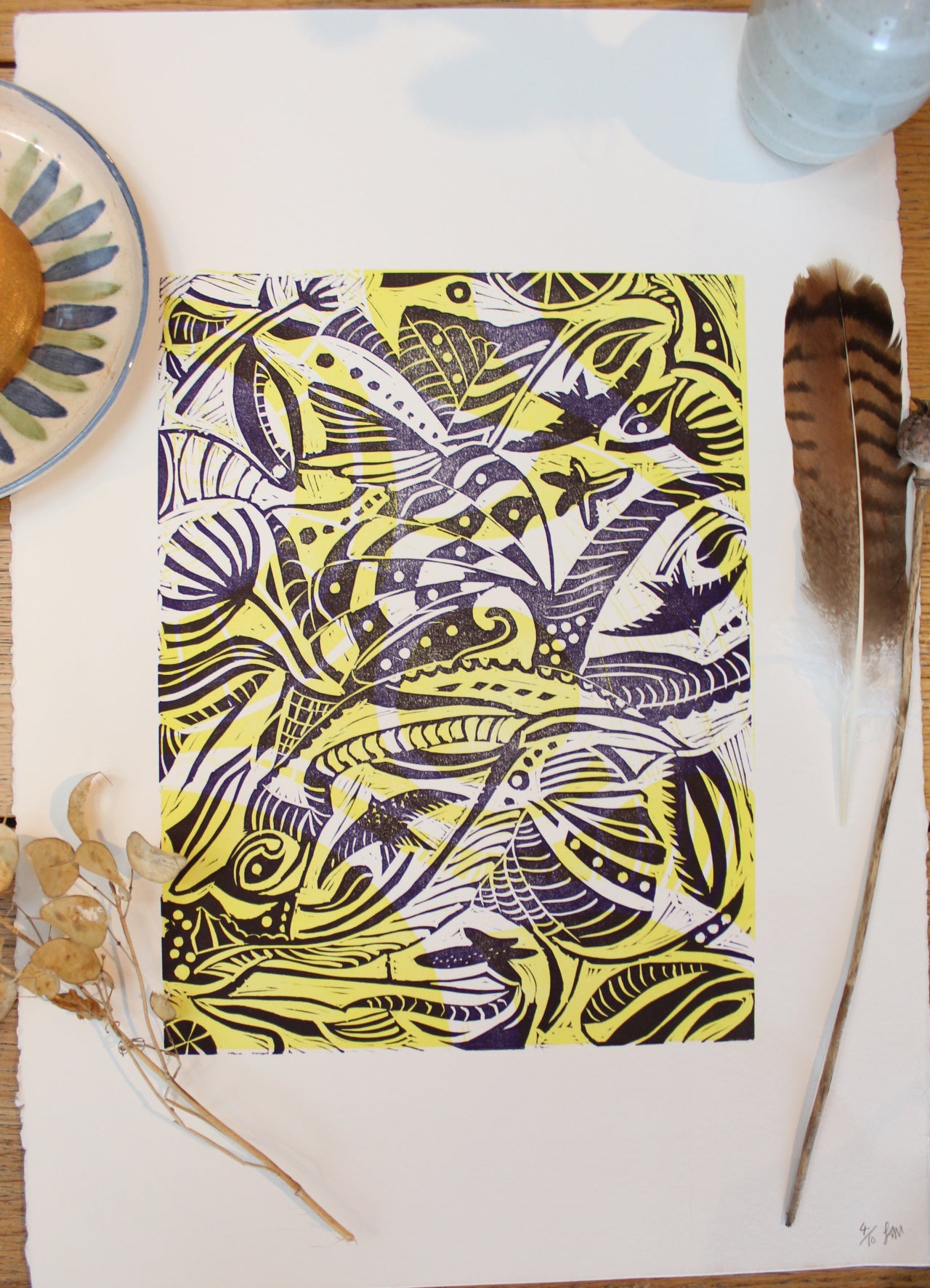 'Nura' Limited Edition, Lino Print, A3