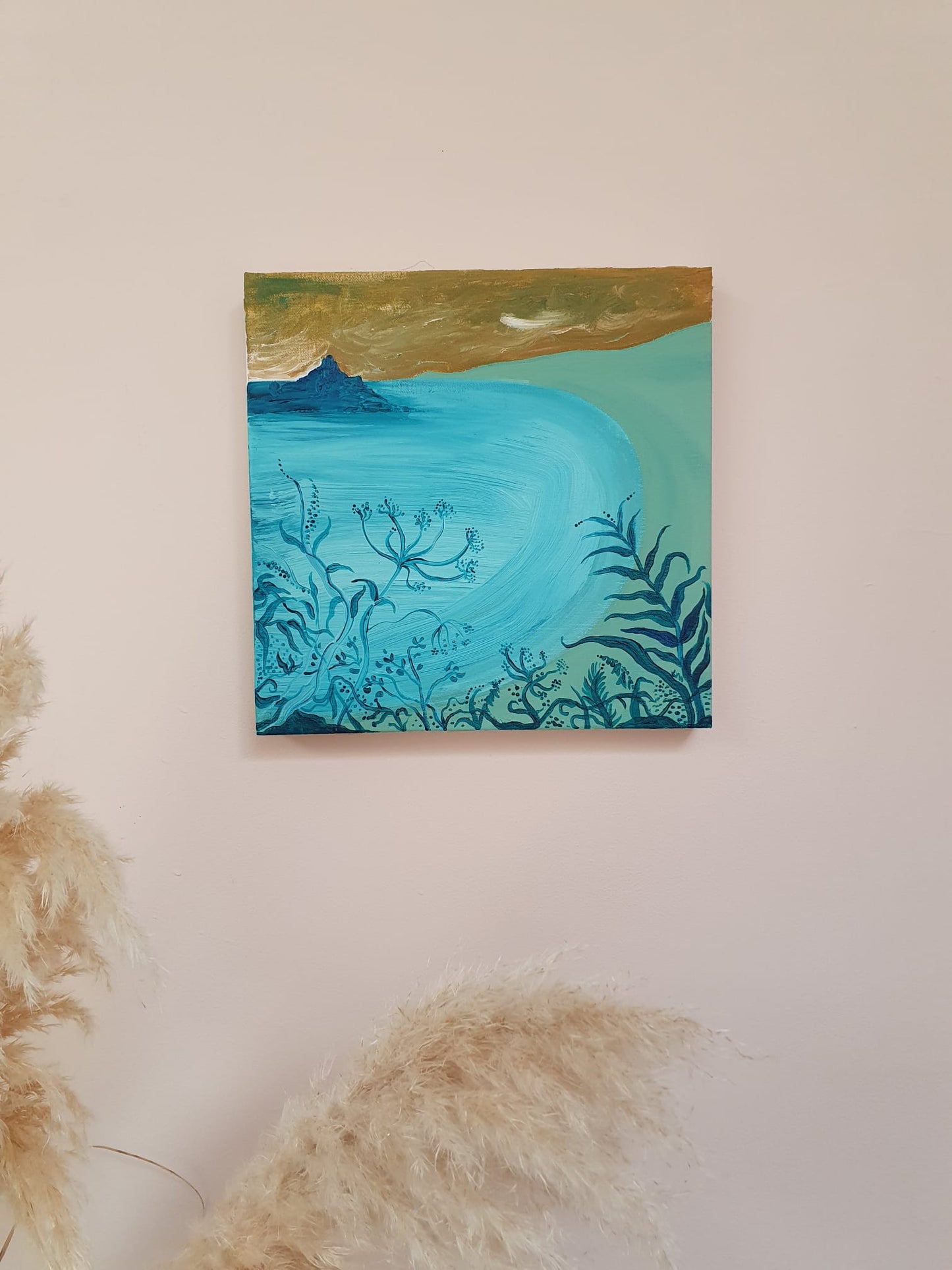 'Storm over Michael's Mount' Original painting on canvas, 30x30cm