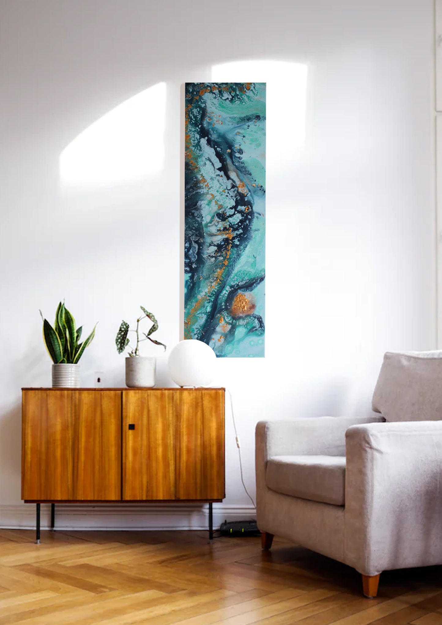 'Indigo seas' Original painting on canvas, 30 x 100cm