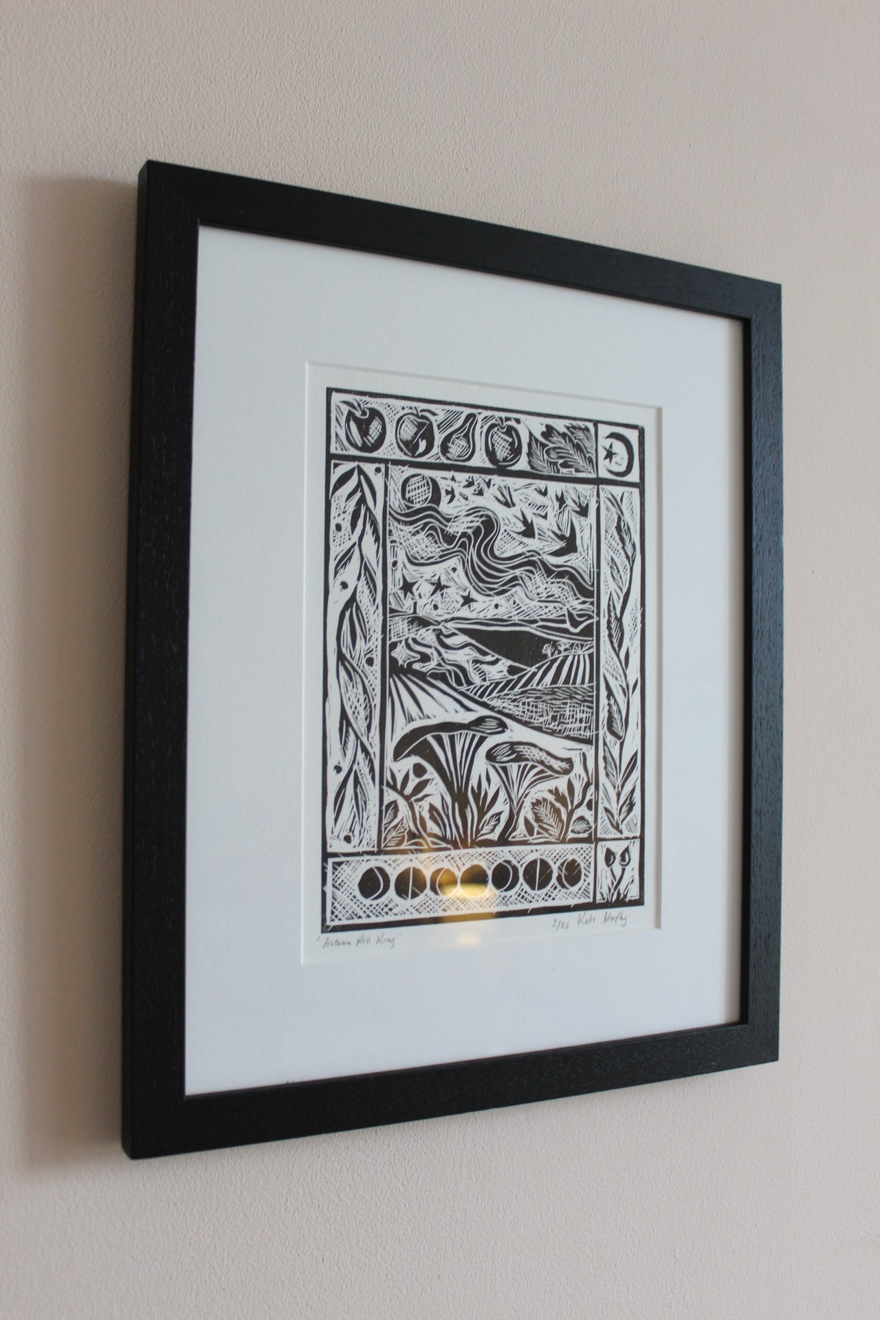 'Autumn Roll Rims' Framed limited edition lino print