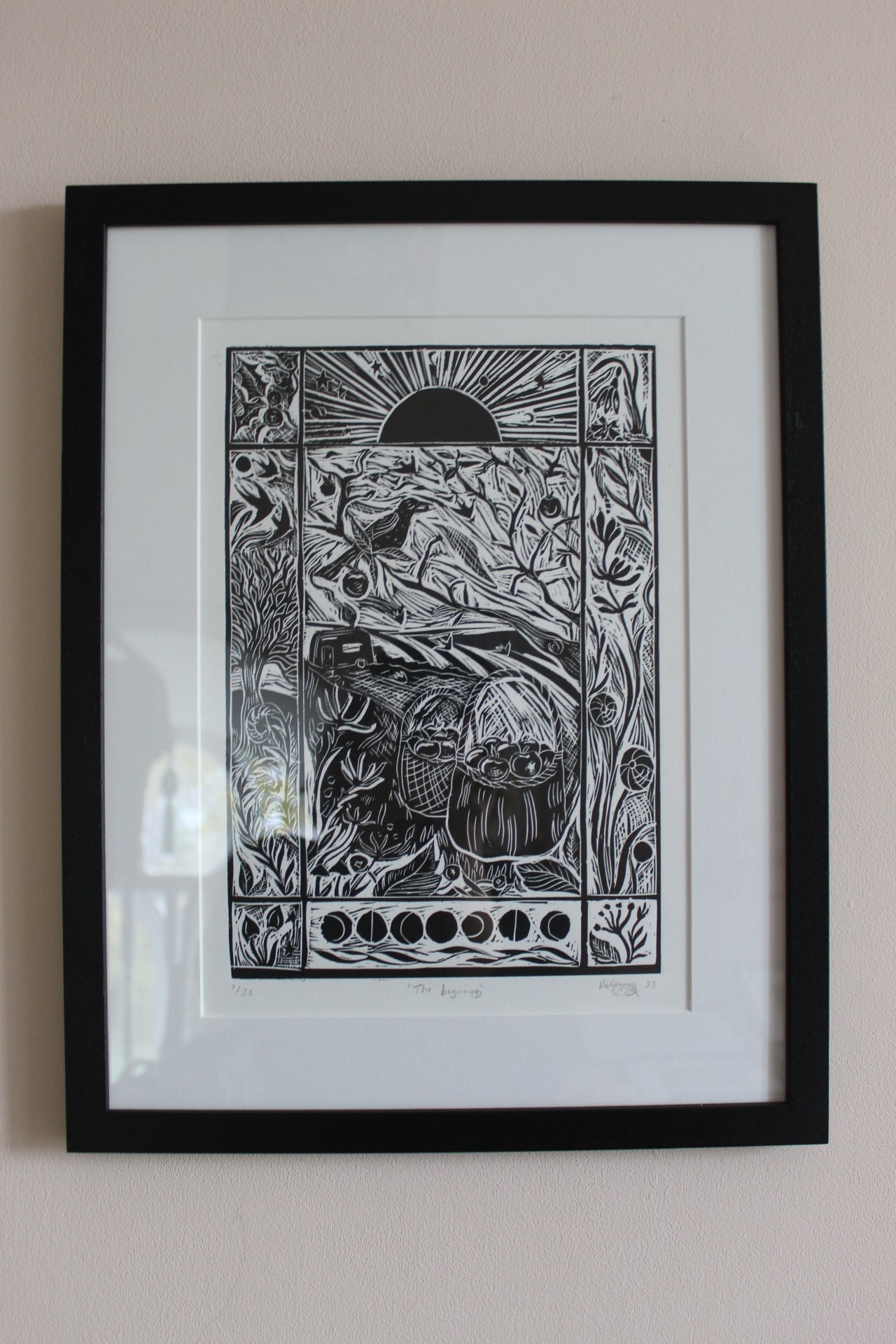 'The beginning' Framed limited edition lino print