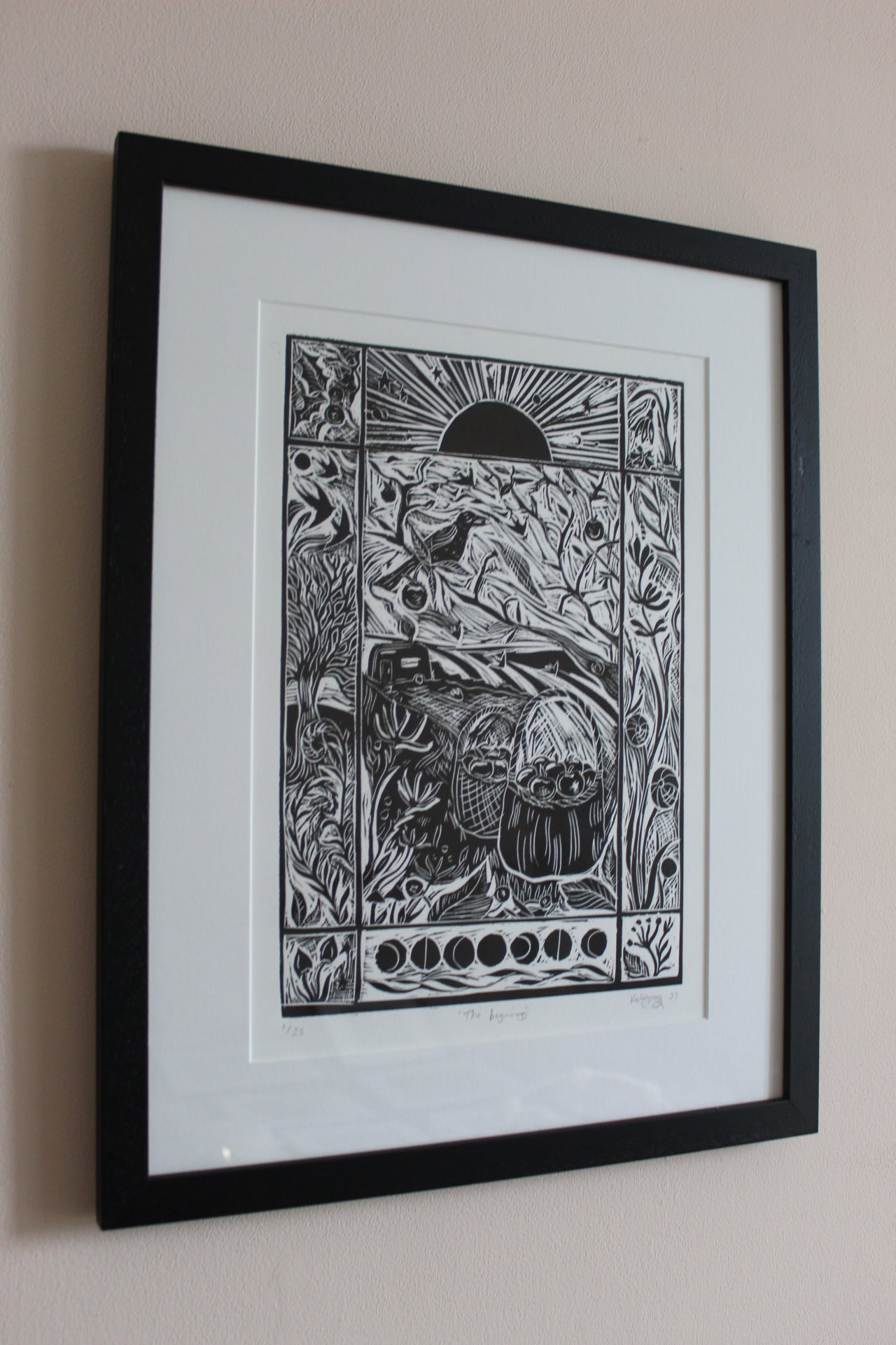 'The beginning' Framed limited edition lino print