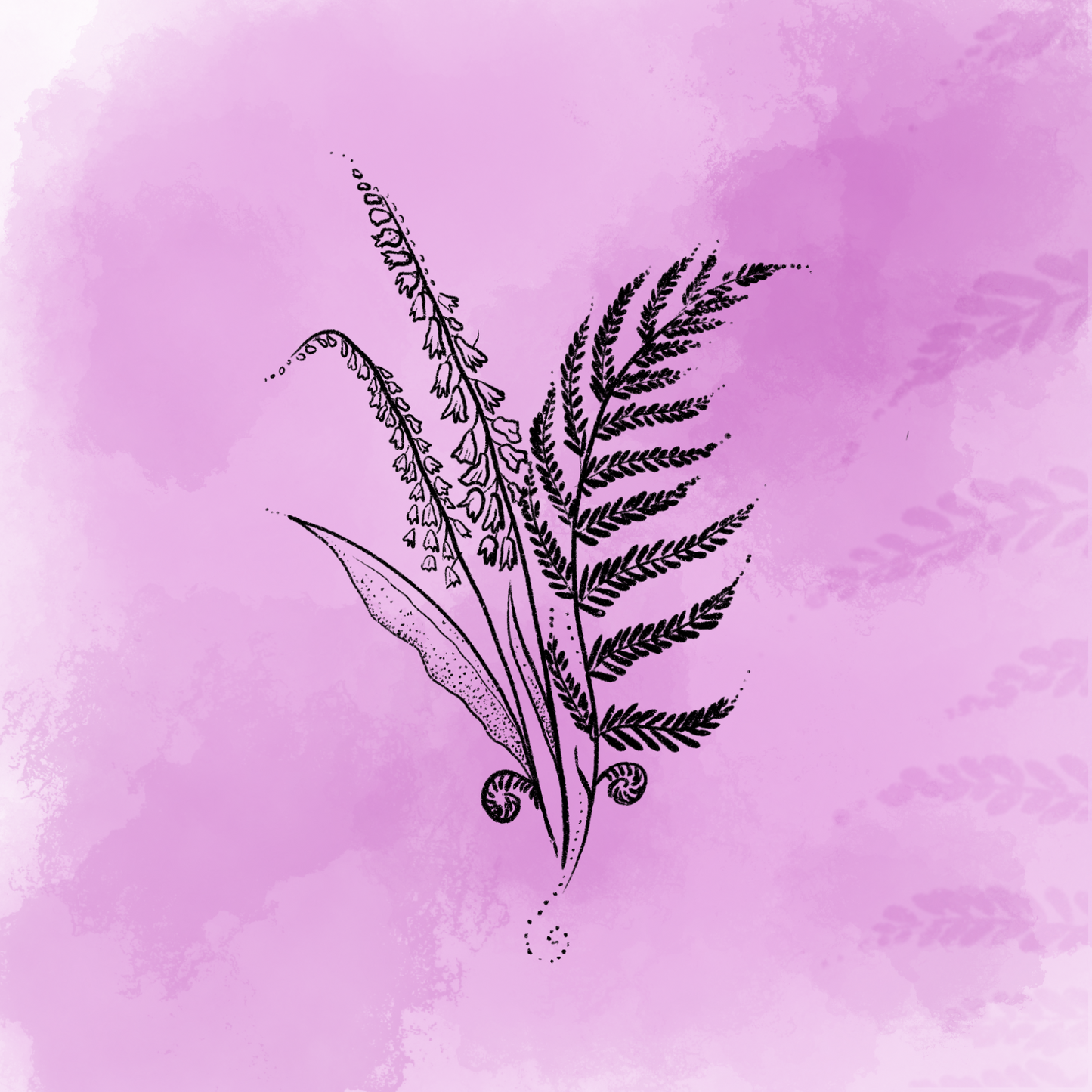 Pack of 4 'Foxgloves and Ferns' Greetings cards
