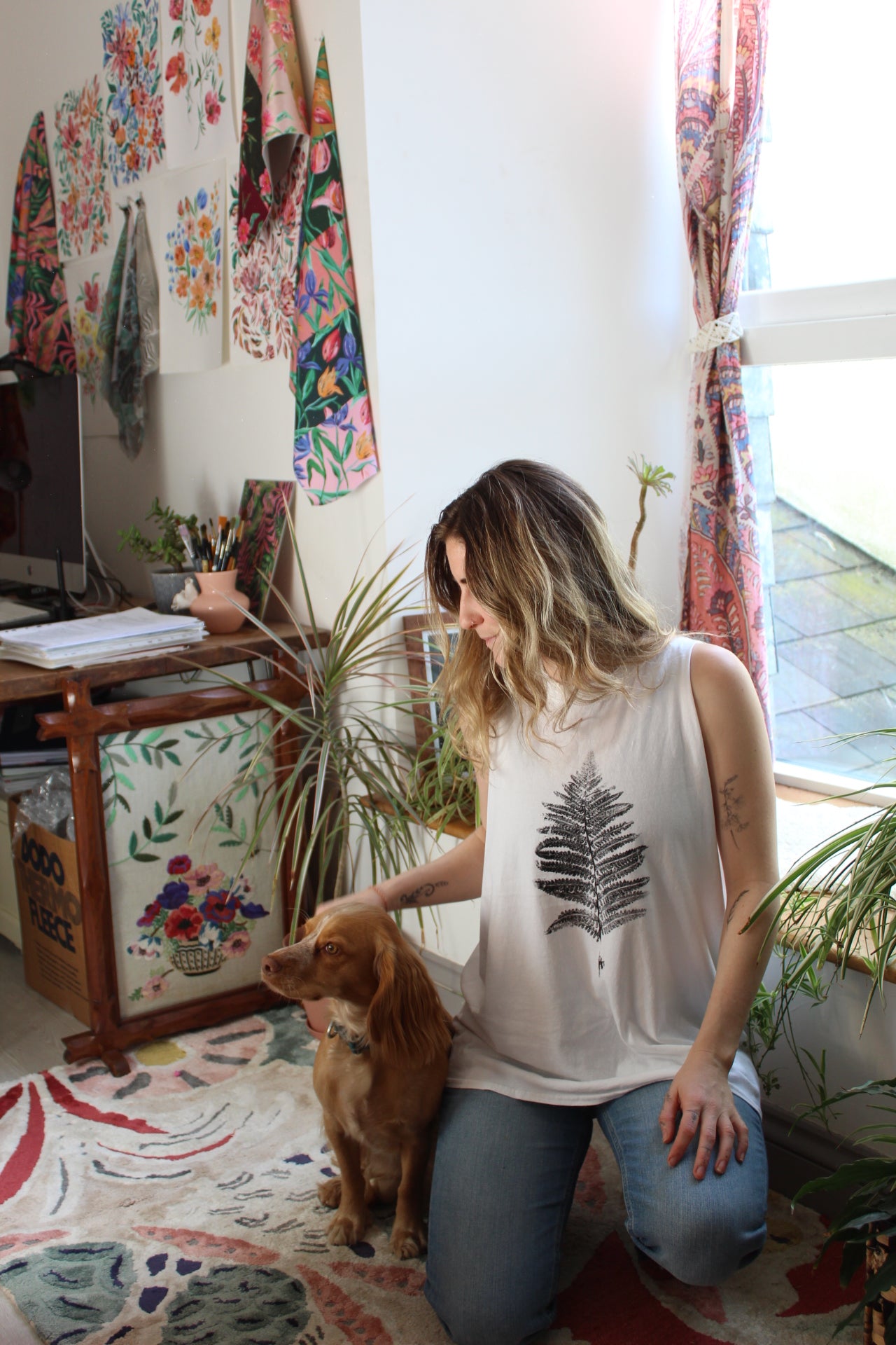 'Feeling Ferny' Hand printed, limited edition up-cycled vest top