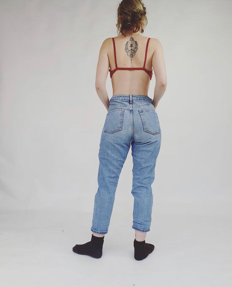 'Radical Radish' up-cycled hand painted jeans
