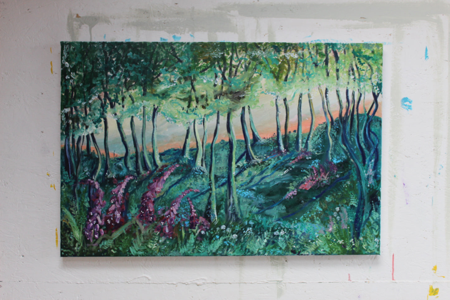 'Last of the summer foxgloves' Original Oil on Canvas 80x50cm