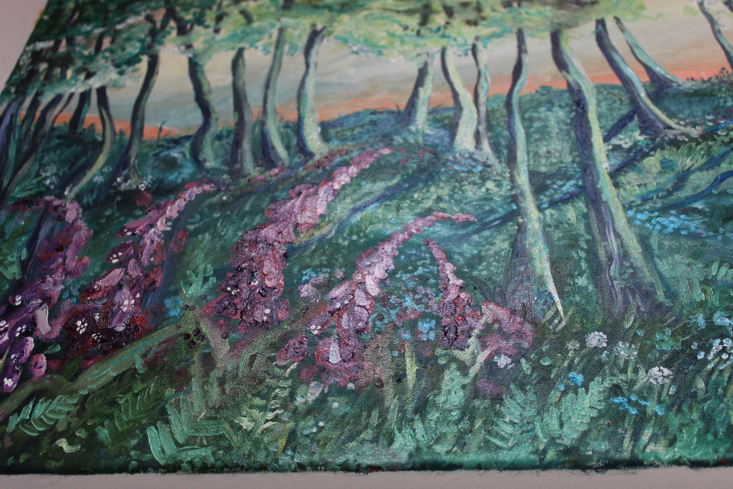 'Last of the summer foxgloves' Original Oil on Canvas 80x50cm