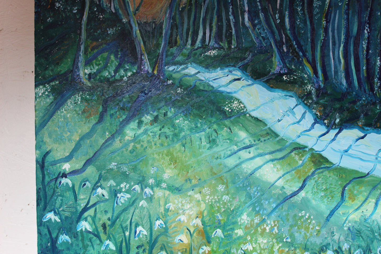 'Snowdrop sunset' Original oil on canvas, 50x50cm