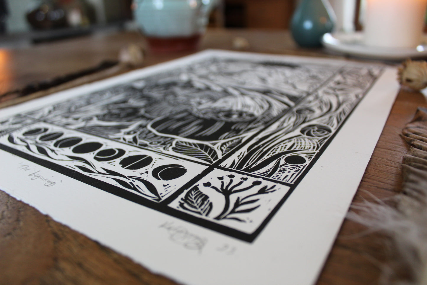 'The Beginning' Limited Edition Lino Print, Paper 35x25cm