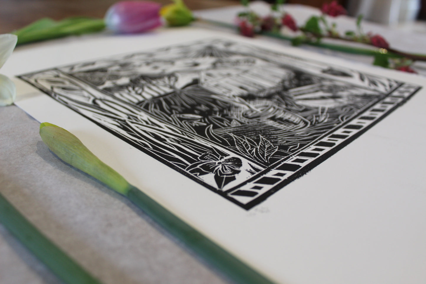 'Aries' season print 2023, limited edition lino print, 21 x 21cm